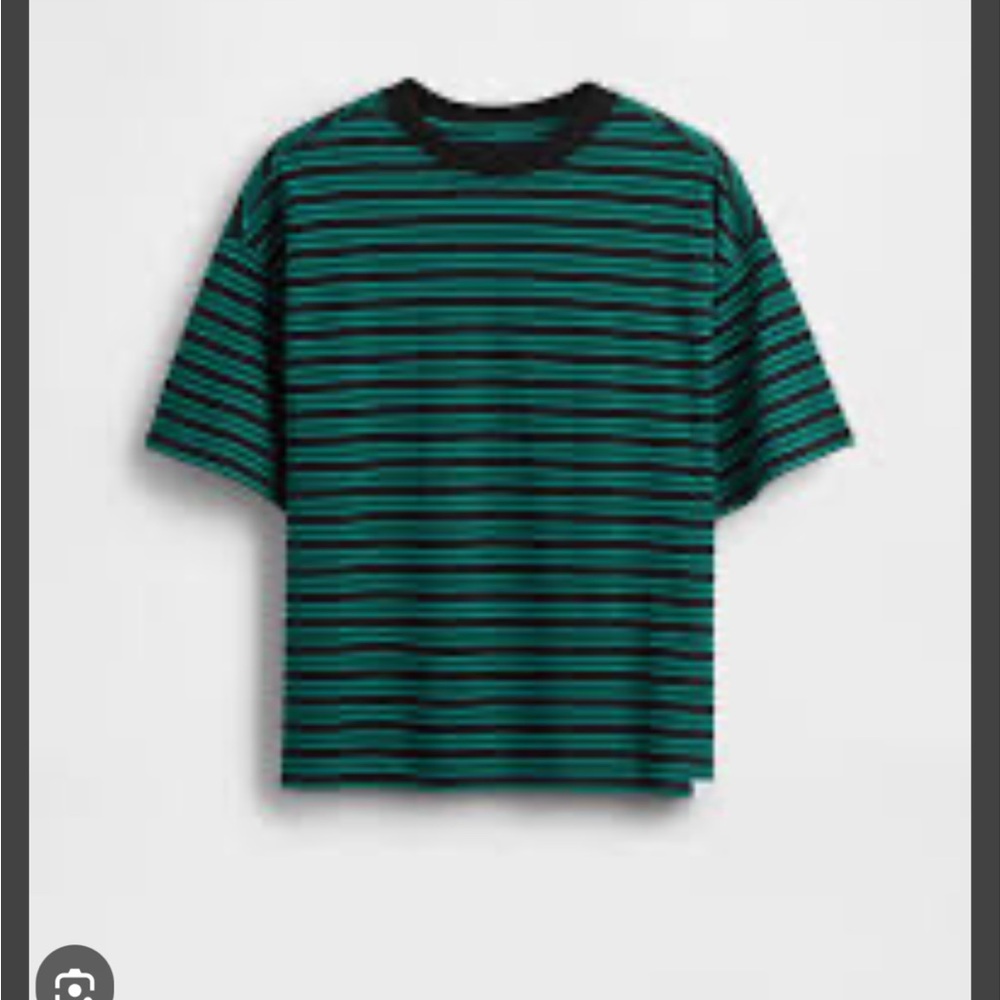 GAP Kids Black and Teal Striped Tee Nwt